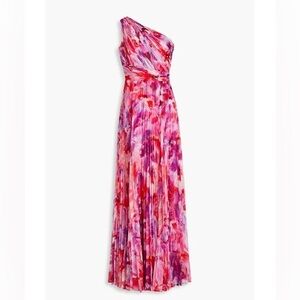 Marchesa Notte One Shoulder Floral Print Chiffon Gown size 8